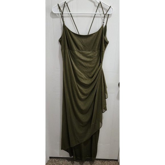 Alex Evenings Women's Formal Strappy Draped Dress Sparkley Green Size 14 - Picture 1 of 15